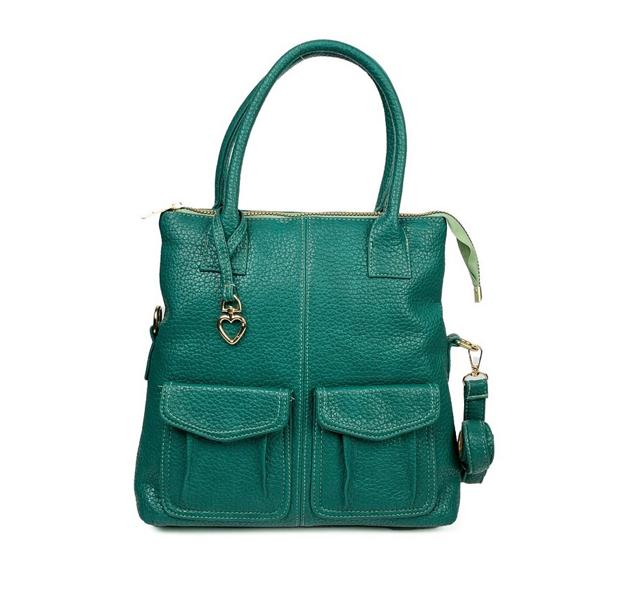 شنطة هاند وكروس جلد إيطالي منت جرين بجيوب داخلية وخارجية مقاس 23×30